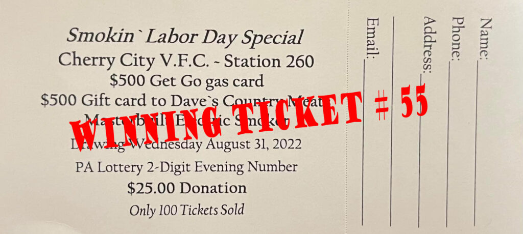 2022 Smoker Raffle winner